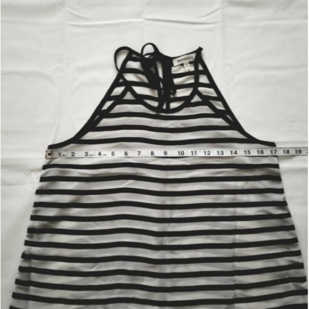 Monteau Los Angeles Black & White Stripe Tie Back Sleeveless Tank Top Size Small - Picture 14 of 16